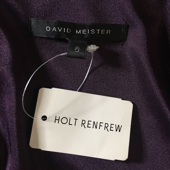 Holt Renfrew David Meister Purple Satin Sheath Cocktail Dress Size 6 - Picture 13 of 16